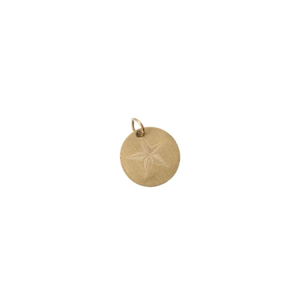 Designer Womens 14K Yellow Gold Star Engraved Pendant 1g